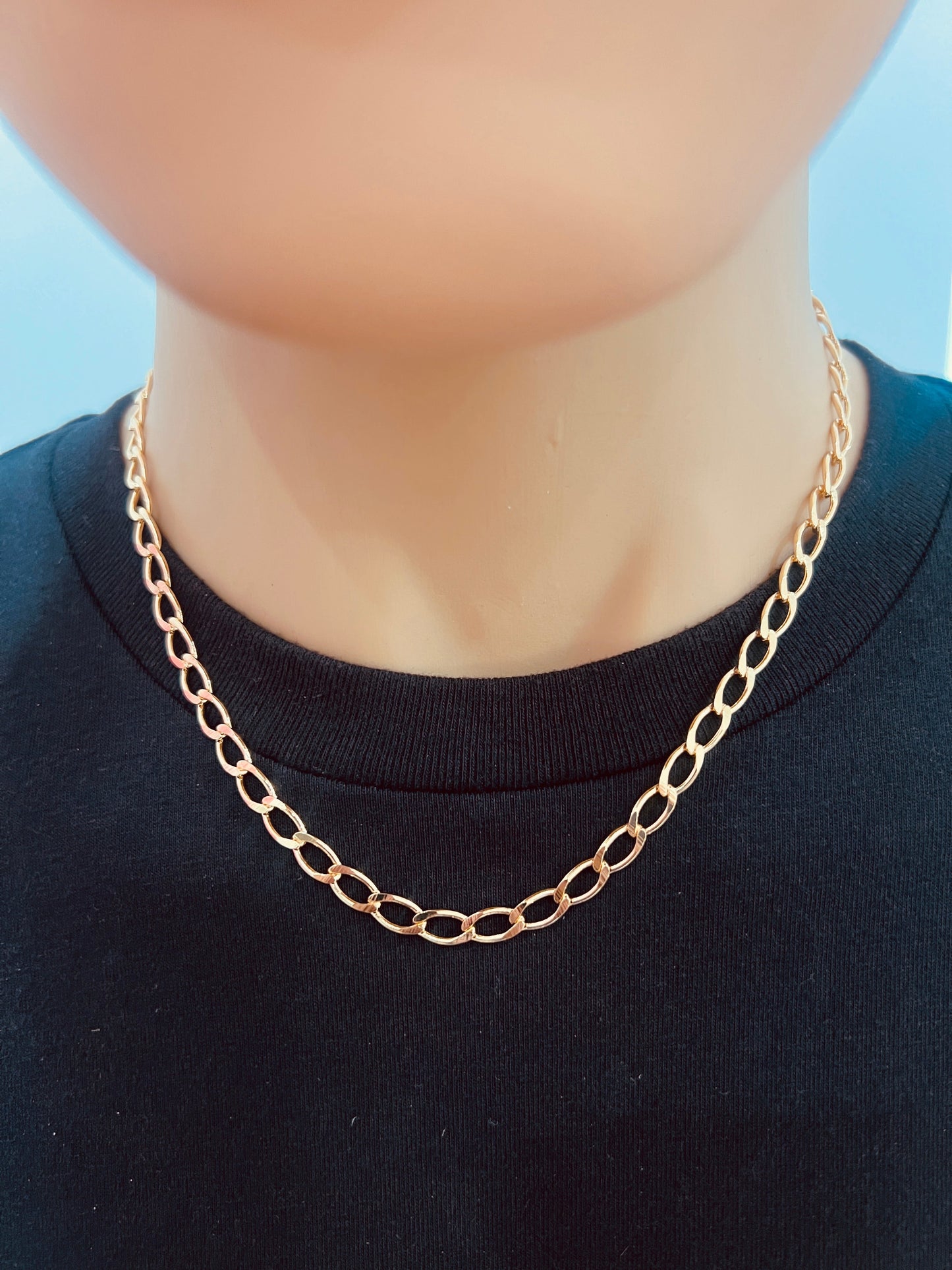 18KT Gold Filled Men's Chains, Gold Filled 5mm Curb Chain | Thick Statement Necklace by HAUS OF MONOGRAM
