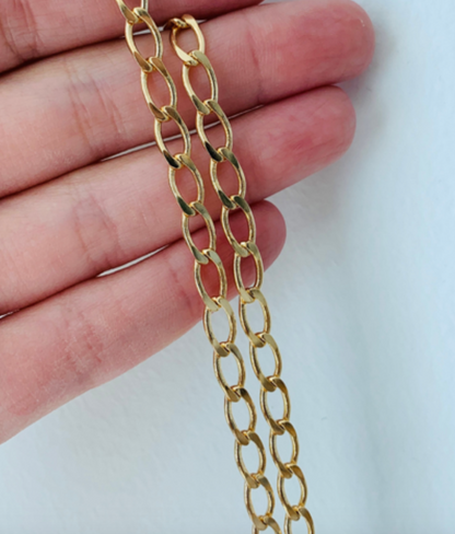 18KT Gold Filled Necklaces, Gold Filled 5mm Curb Necklace | Bold Gold Statement Chain by HAUS OF MONOGRAM