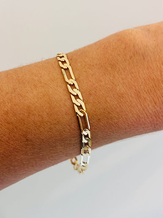 18KT Gold Filled Bracelets, Gold Filled 5mm Figaro Bracelet | Classic Chain Design by HAUS OF MONOGRAM