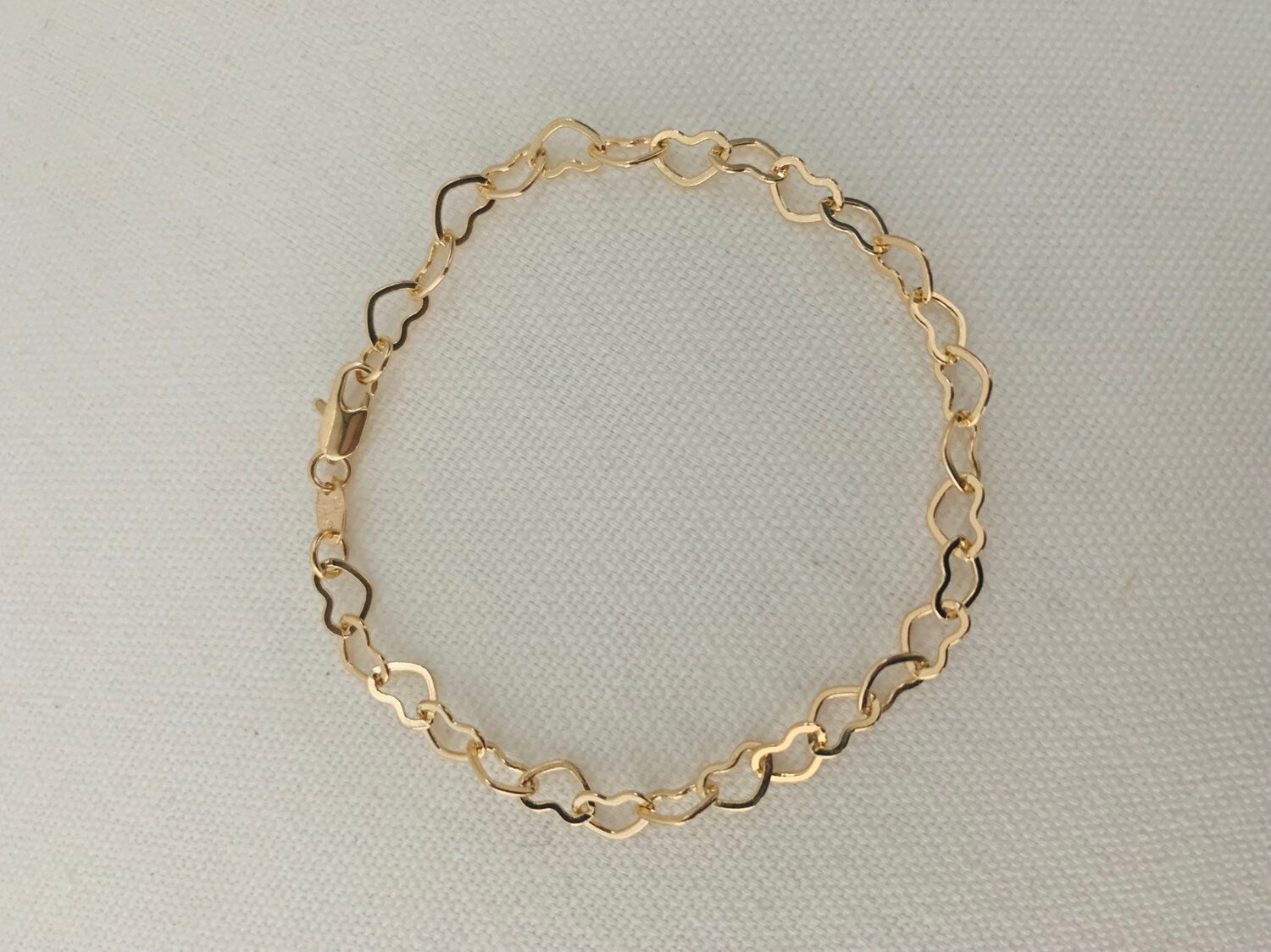 18KT Gold Filled Bracelets, Gold Filled 5mm Heart Bracelet | Dainty Romantic Link Chain by HAUS OF MONOGRAM