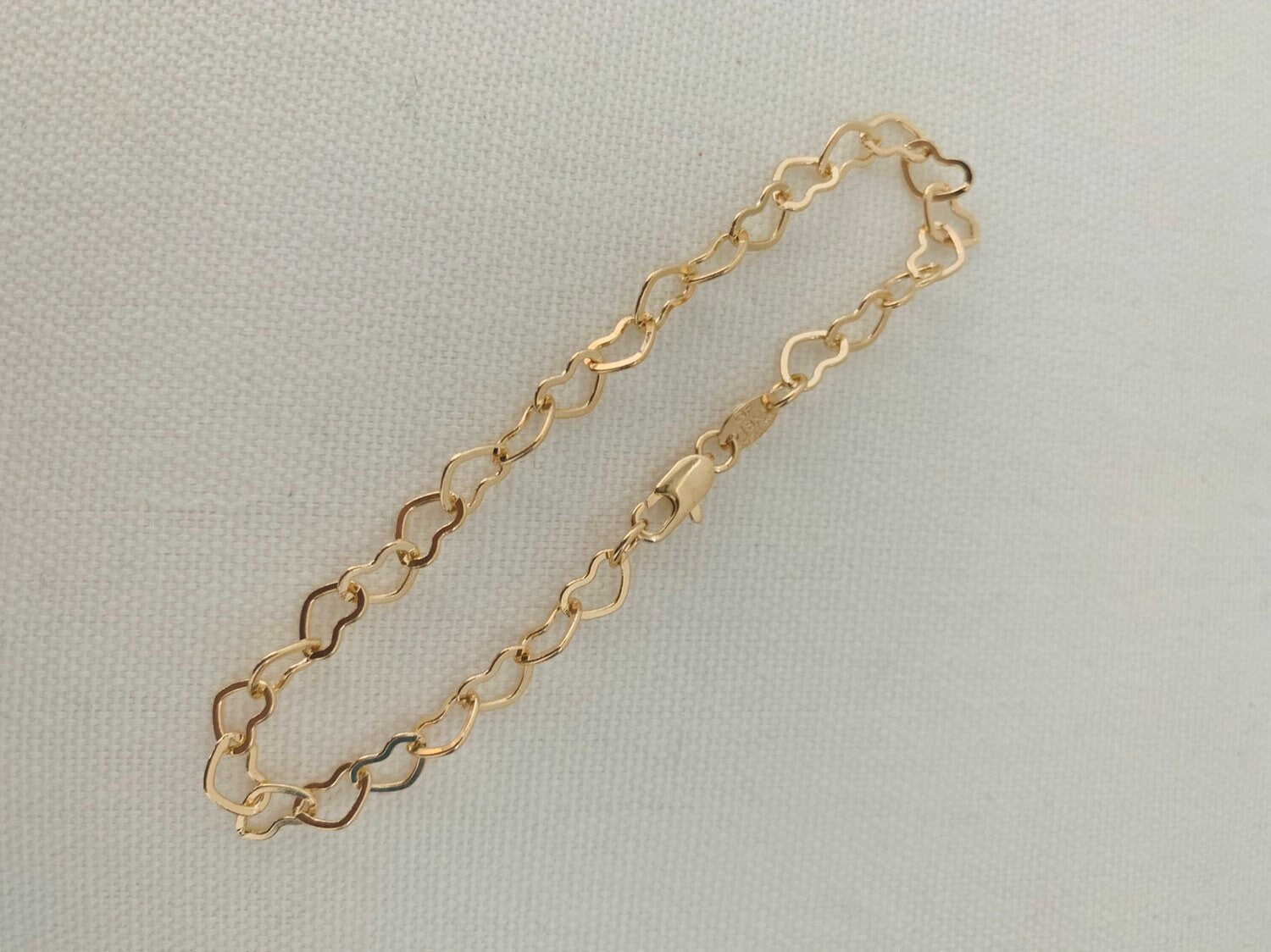 18KT Gold Filled Bracelets, Gold Filled 5mm Heart Bracelet | Dainty Romantic Link Chain by HAUS OF MONOGRAM