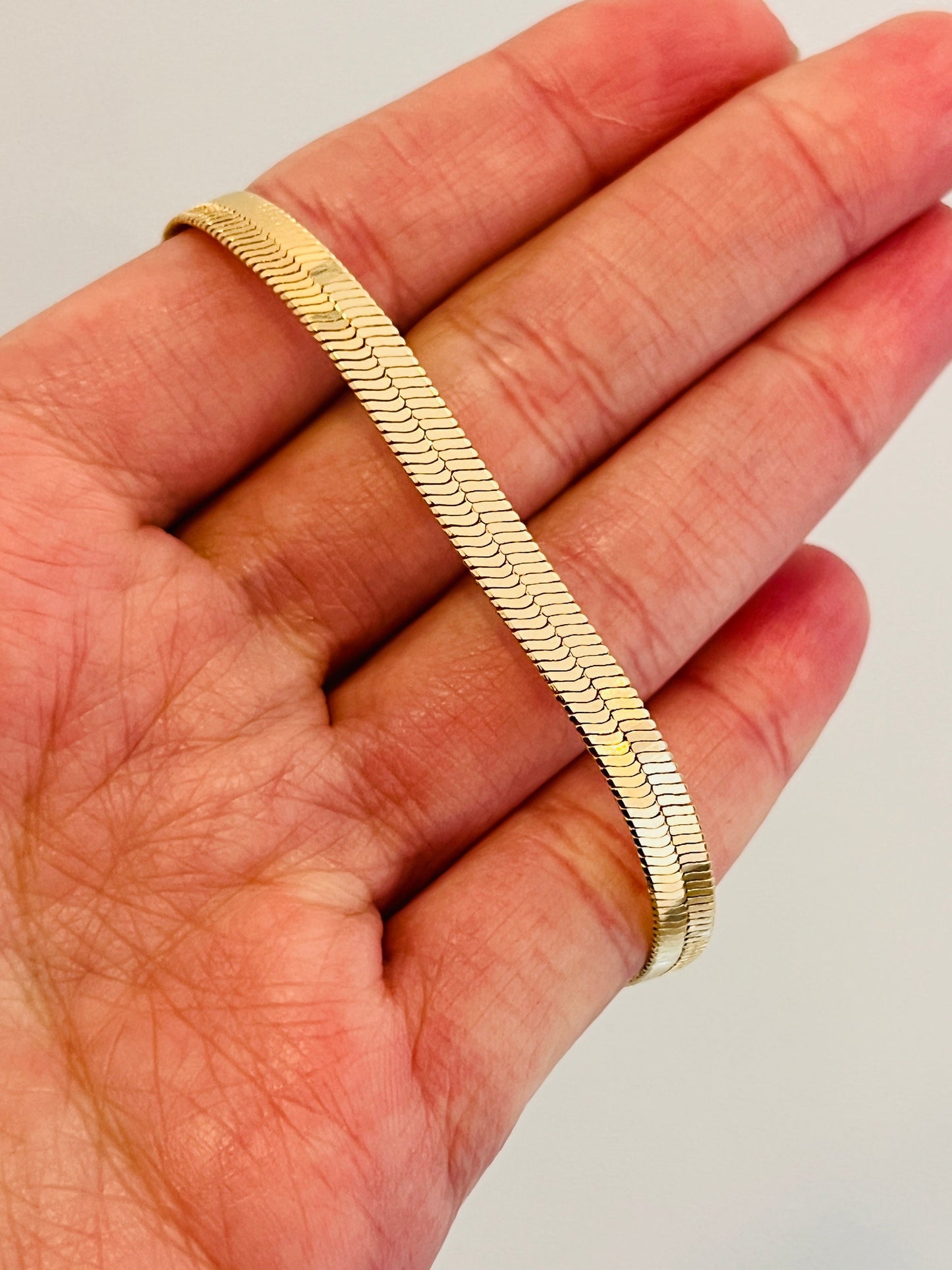 Gold Filled 5mm Herringbone Bracelet | Sleek Everyday Statement by HAUS OF MONOGRAM