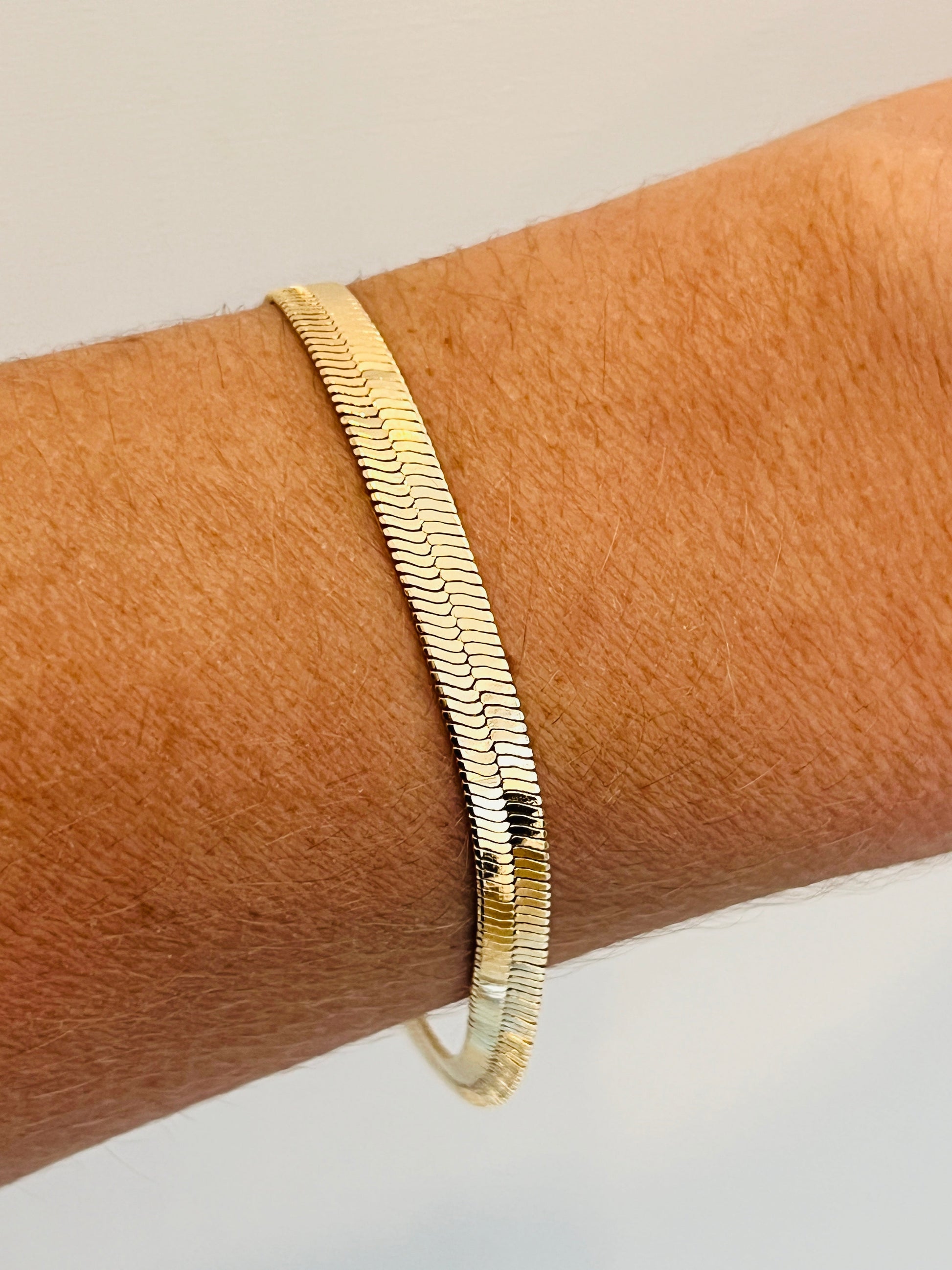 Gold Filled 5mm Herringbone Bracelet | Sleek Everyday Statement by HAUS OF MONOGRAM