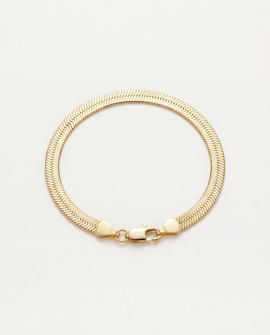 18KT Gold Filled Bracelets, Gold Filled 5mm Herringbone Bracelet | Sleek Everyday Statement by HAUS OF MONOGRAM
