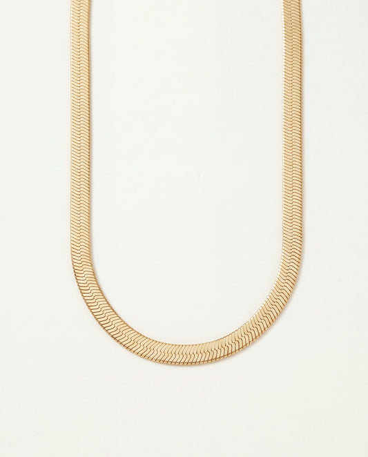 18KT Gold Filled Necklaces, Gold Filled 5mm Herringbone Necklace | Flat Gold Statement Chain by HAUS OF MONOGRAM