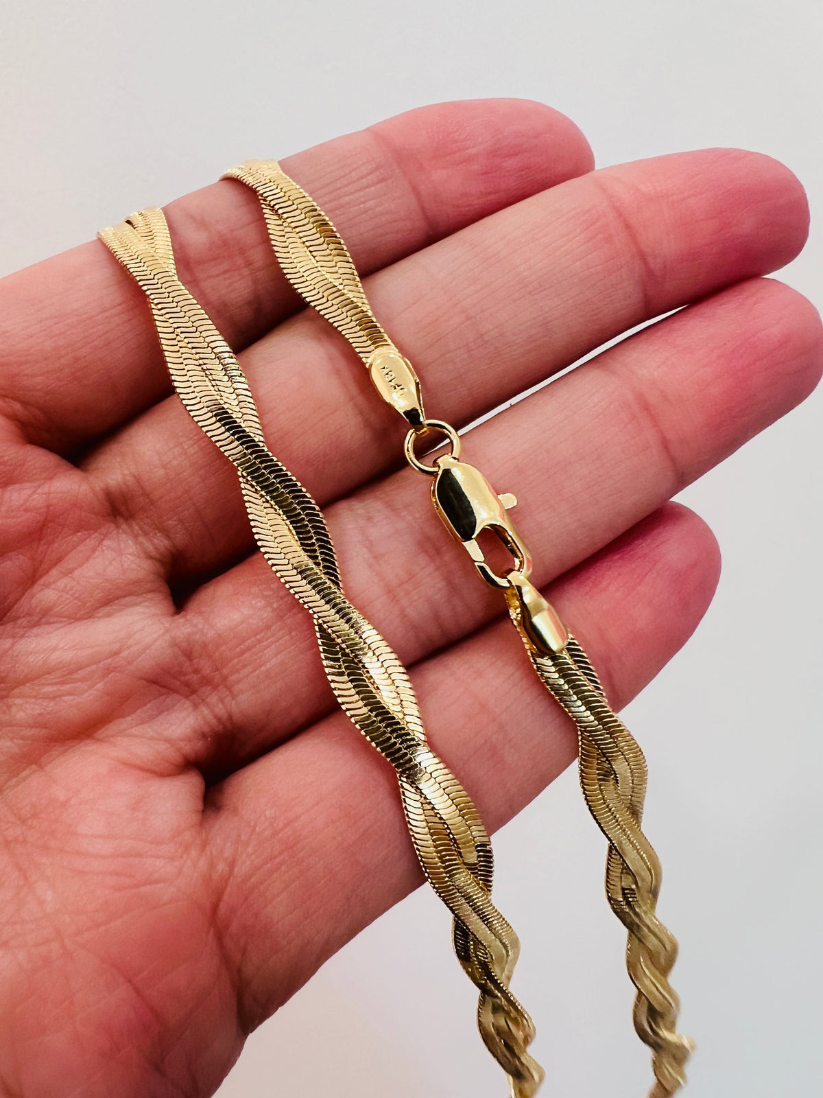 18KT Gold Filled Necklaces, Gold Filled 5mm Herringbone Necklace | Woven Flat Chain by HAUS OF MONOGRAM