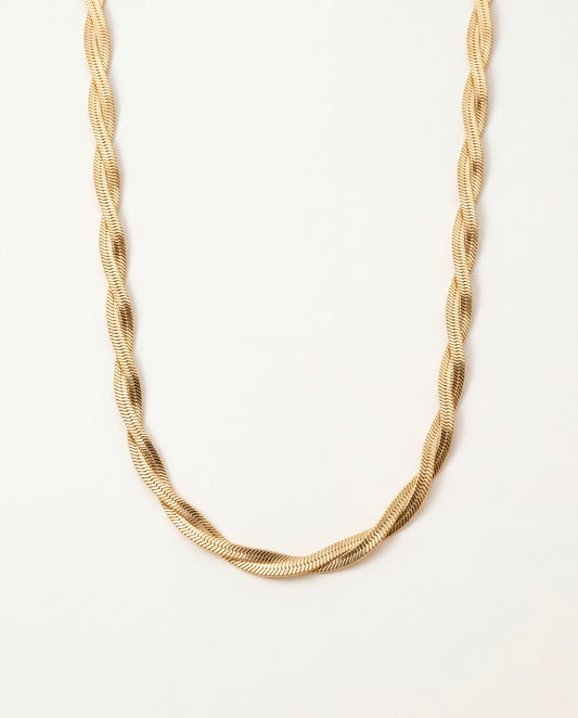 18KT Gold Filled Necklaces, Gold Filled 5mm Herringbone Necklace | Woven Flat Chain by HAUS OF MONOGRAM