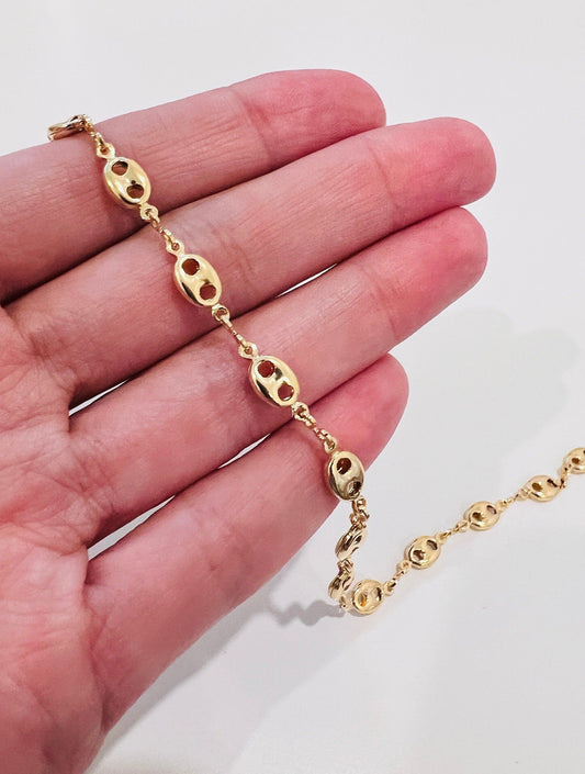 18KT Gold Filled Anklets, Gold Filled 5mm Puff Anklet | Bold Everyday Statement by HAUS OF MONOGRAM