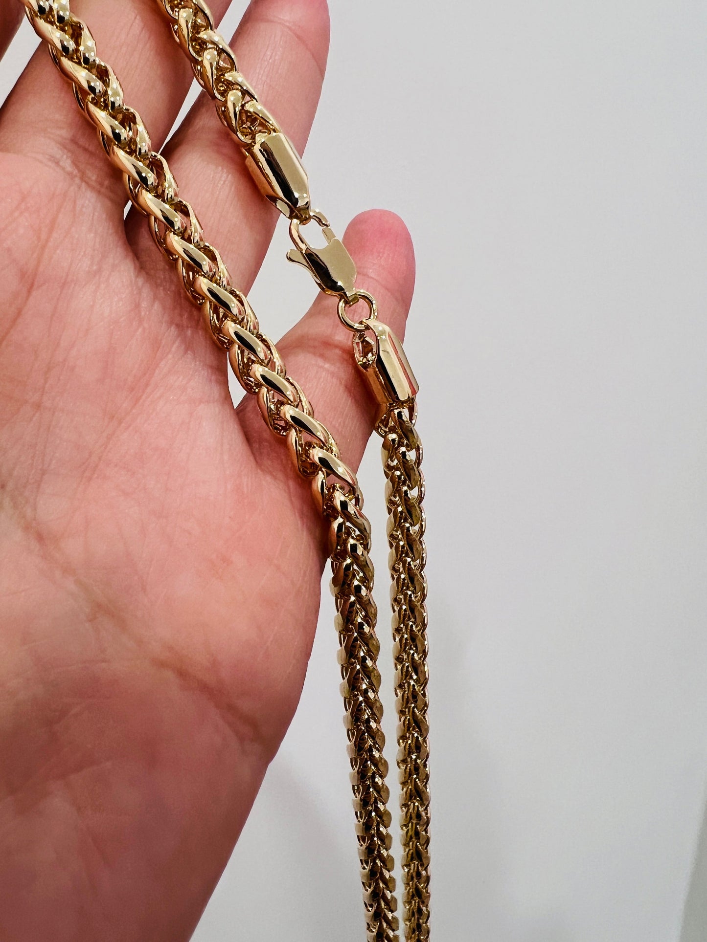 18KT Gold Filled Necklaces, Gold Filled 5mm Wheat Chain Necklace | Bold Everyday Staple by HAUS OF MONOGRAM