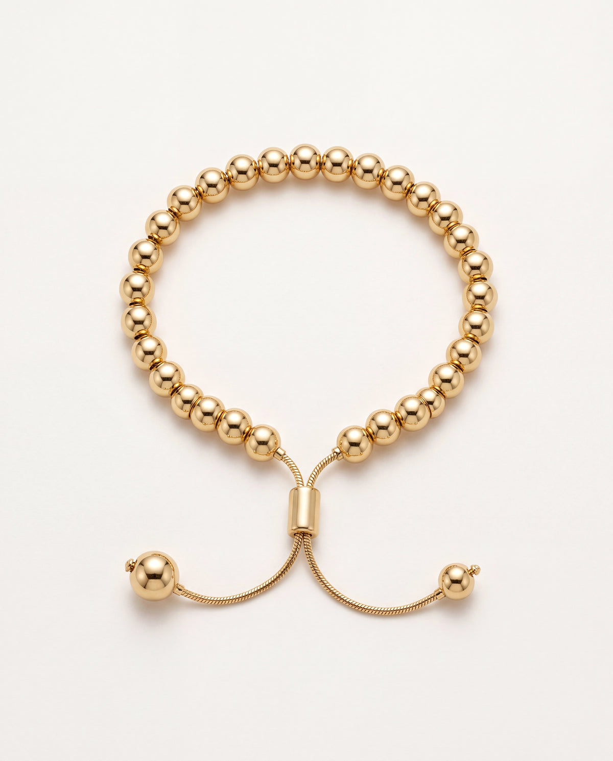18KT Gold Filled Bracelets, Gold Filled 6mm Beaded Bracelet | Adjustable Stack Style by HAUS OF MONOGRAM