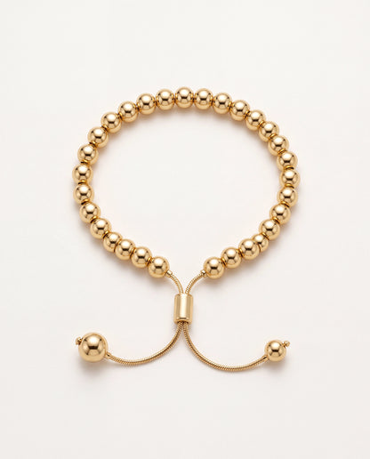 18KT Gold Filled Bracelets, Gold Filled 6mm Beaded Bracelet | Adjustable Stack Style by HAUS OF MONOGRAM