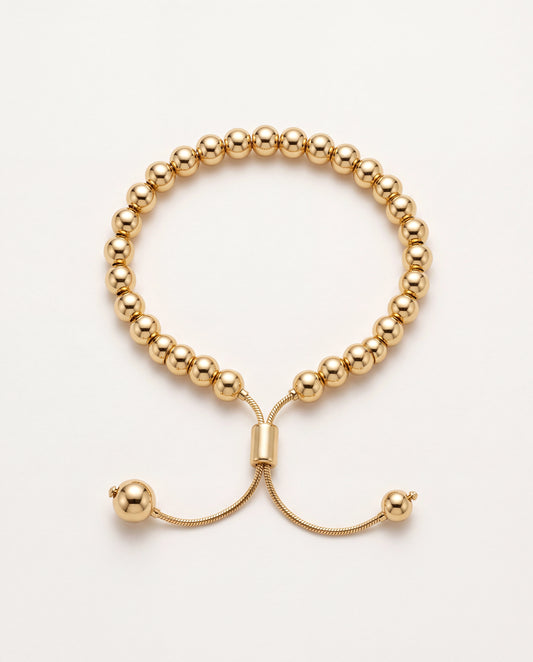 18KT Gold Filled Bracelets, Gold Filled 6mm Beaded Bracelet | Adjustable Stack Style by HAUS OF MONOGRAM