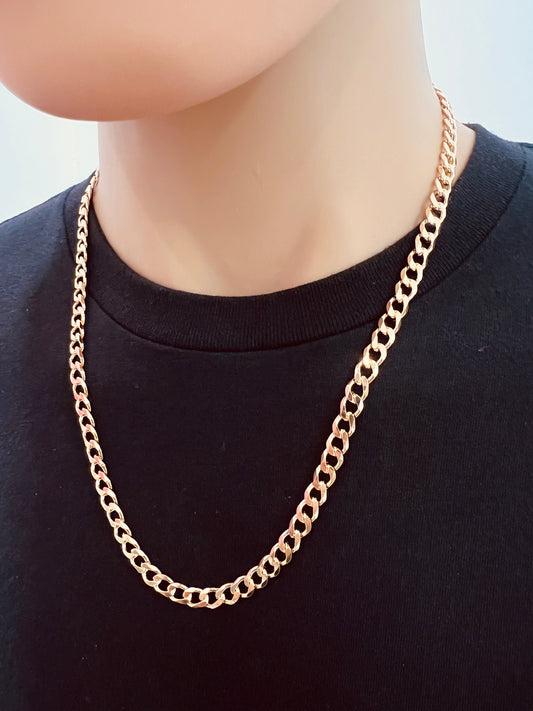 18KT Gold Filled Men's Chains, Gold Filled 6mm Curb Chain | Bold Everyday Statement Necklace by HAUS OF MONOGRAM