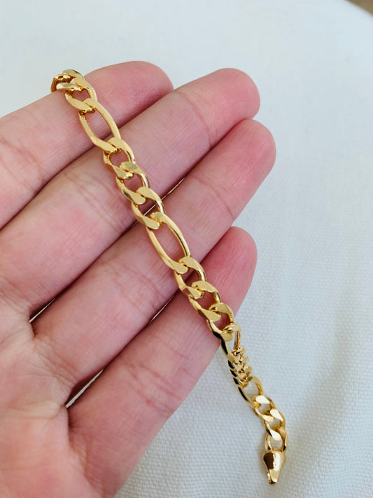 18KT Gold Filled Bracelets, Gold Filled 6mm Figaro Bracelet | Bold, Classic, Effortlessly Cool by HAUS OF MONOGRAM