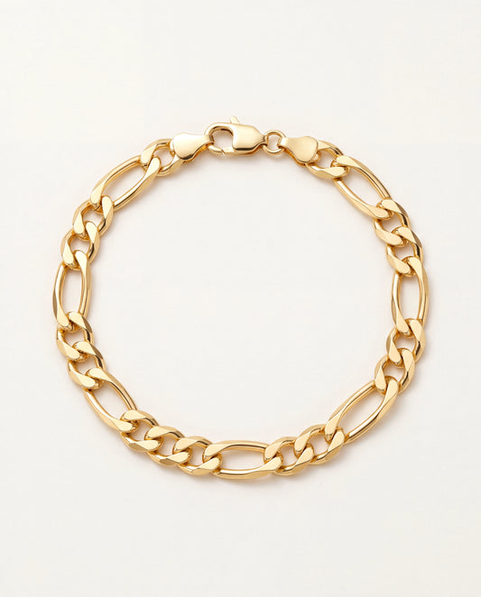 18KT Gold Filled Bracelets, Gold Filled 6mm Figaro Bracelet | Bold, Classic, Effortlessly Cool by HAUS OF MONOGRAM