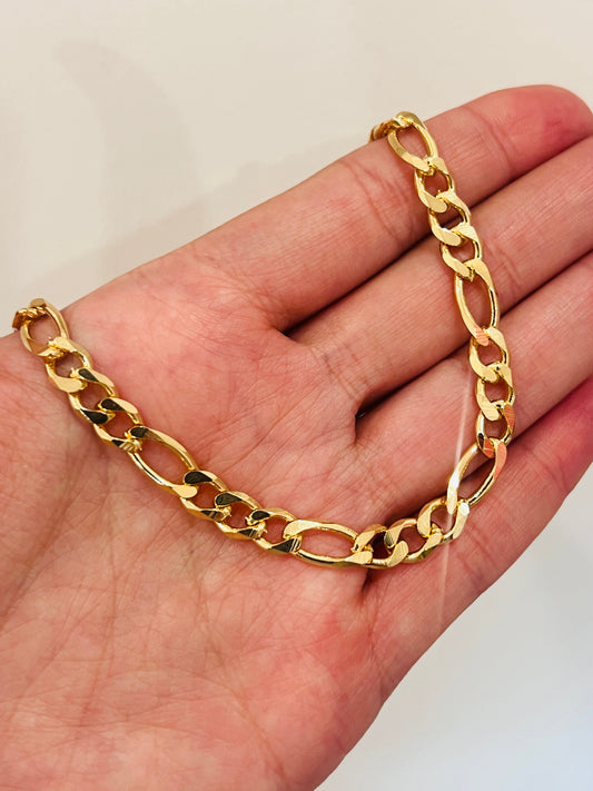 18KT Gold Filled Bracelets, Gold Filled 6mm Figaro Bracelet | Classic Men's Chain Bracelet by HAUS OF MONOGRAM