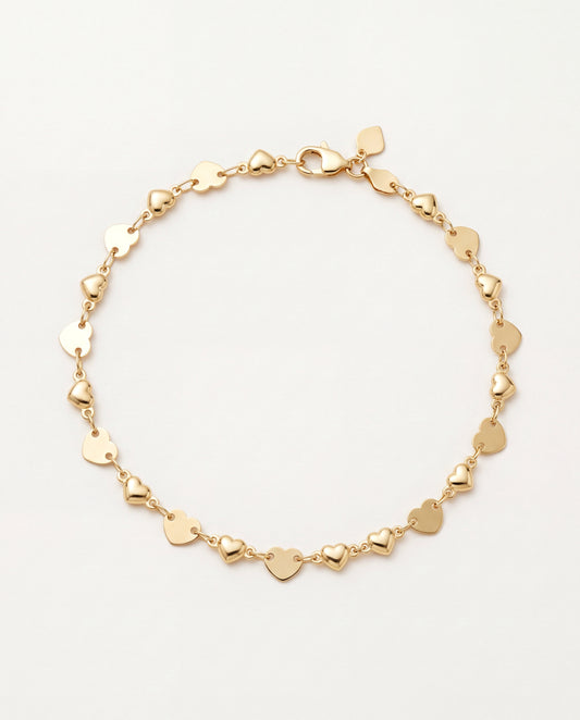 18KT Gold Filled Anklets, Gold Filled 6mm Heart Anklet | Adjustable Shine Accent by HAUS OF MONOGRAM