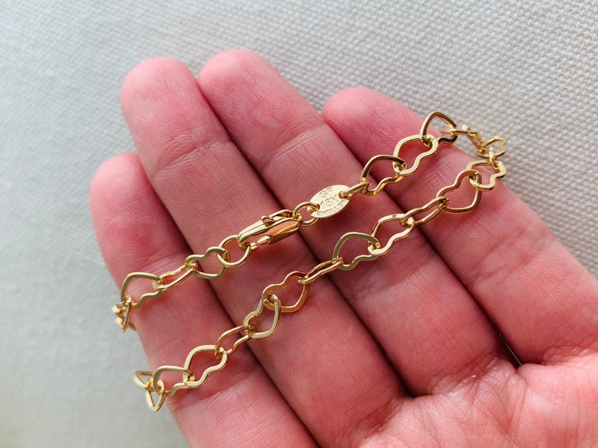 18KT Gold Filled Anklets, Gold Filled 6mm Heart Anklet | Sweet & Stylish Everyday Accent by HAUS OF MONOGRAM