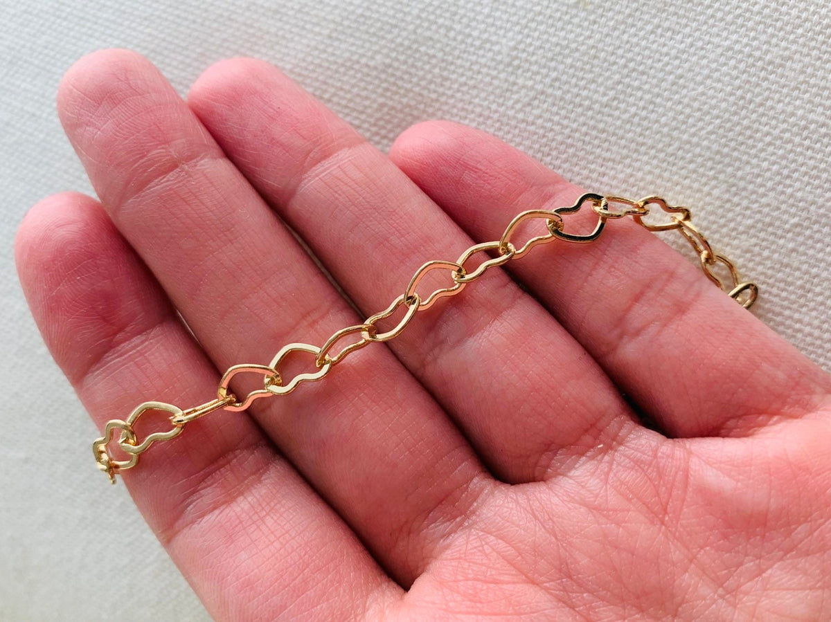 18KT Gold Filled Anklets, Gold Filled 6mm Heart Anklet | Sweet & Stylish Everyday Accent by HAUS OF MONOGRAM