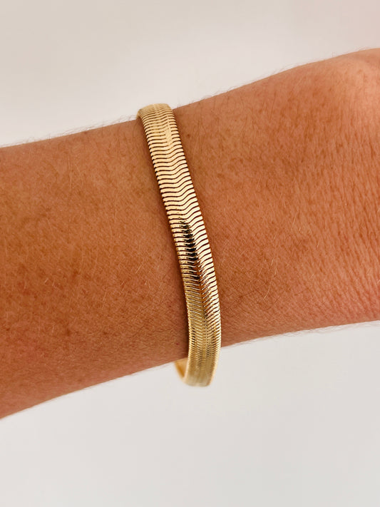 Gold Filled 6mm Magic Herringbone Bracelet | Sleek Shine, Timeless Elegance by HAUS OF MONOGRAM - Bracelets, 7", HOM-1-0475-7