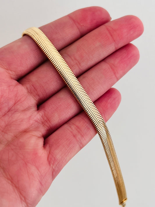 Gold Filled 6mm Magic Herringbone Bracelet | Sleek Shine, Timeless Elegance by HAUS OF MONOGRAM - Bracelets, 7", HOM-1-0475-7