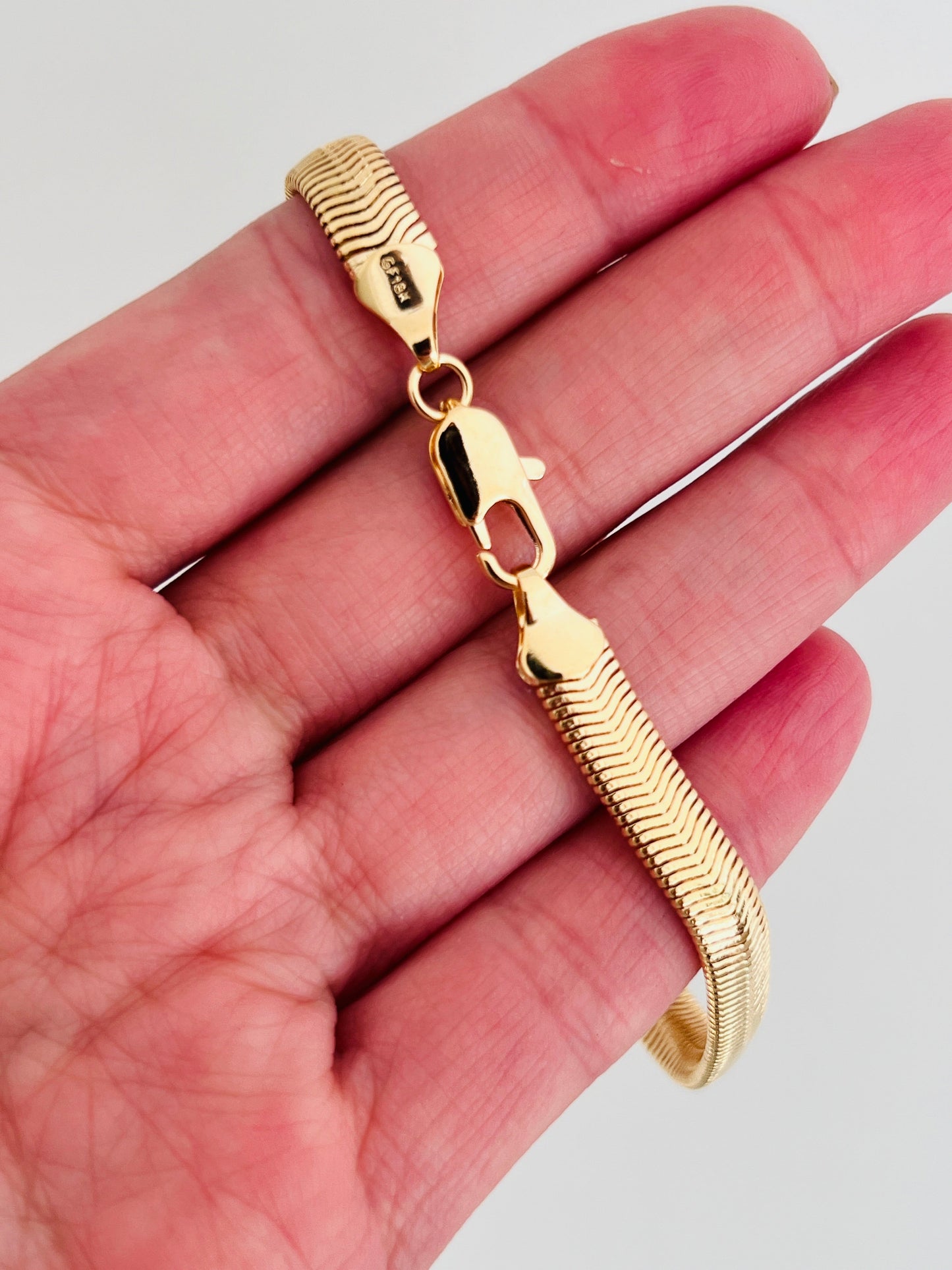 Gold Filled 6mm Magic Herringbone Bracelet | Sleek Shine, Timeless Elegance by HAUS OF MONOGRAM - Bracelets, 7", HOM-1-0475-7