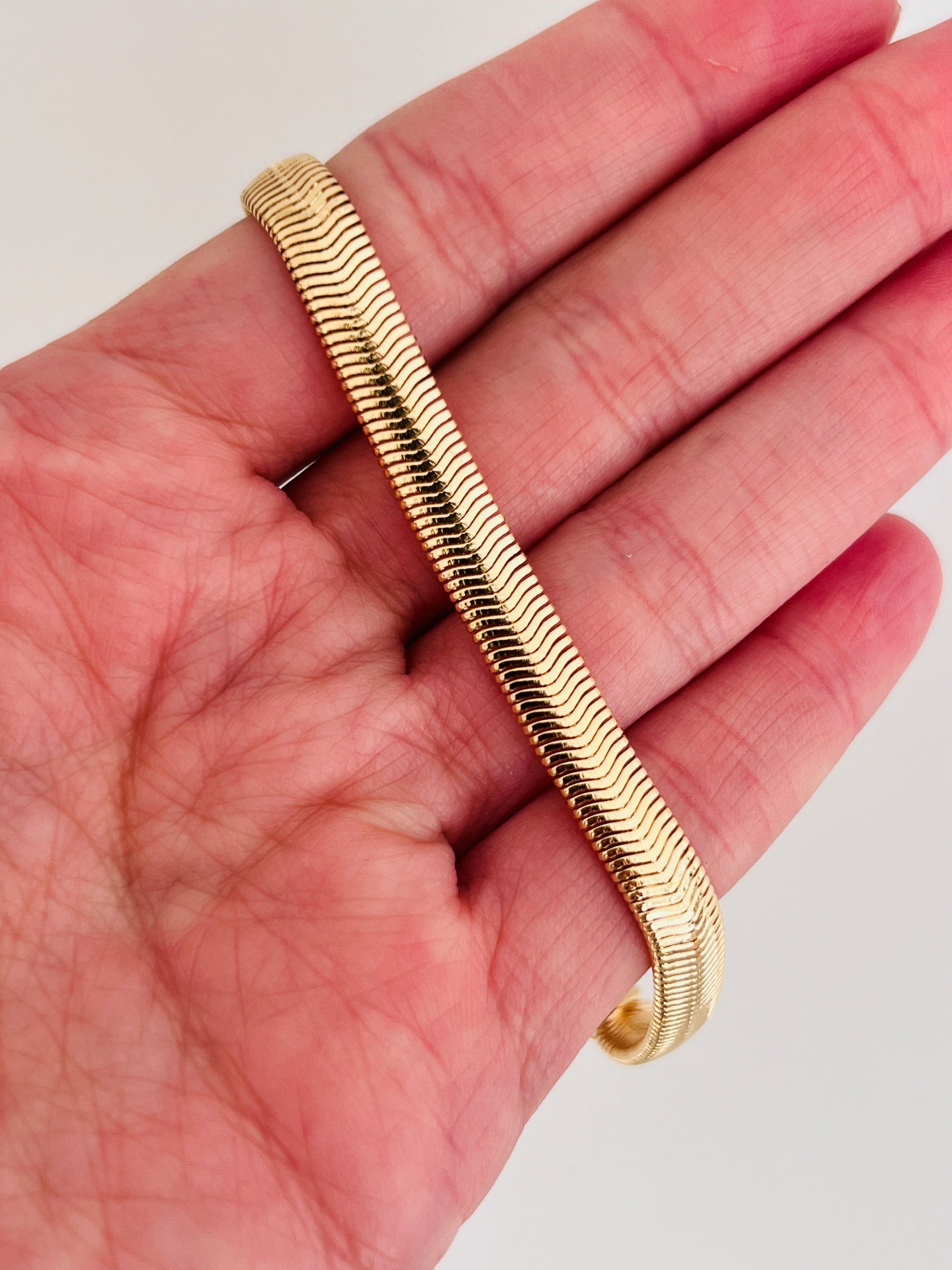 Gold Filled 6mm Magic Herringbone Bracelet | Sleek Shine, Timeless Elegance by HAUS OF MONOGRAM - Bracelets, 7", HOM-1-0475-7