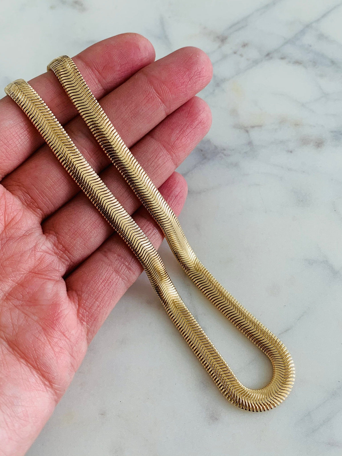 18KT Gold Filled Necklaces, Gold Filled 6mm Magic Herringbone Necklace | Bold Shine, Seamless Style by HAUS OF MONOGRAM