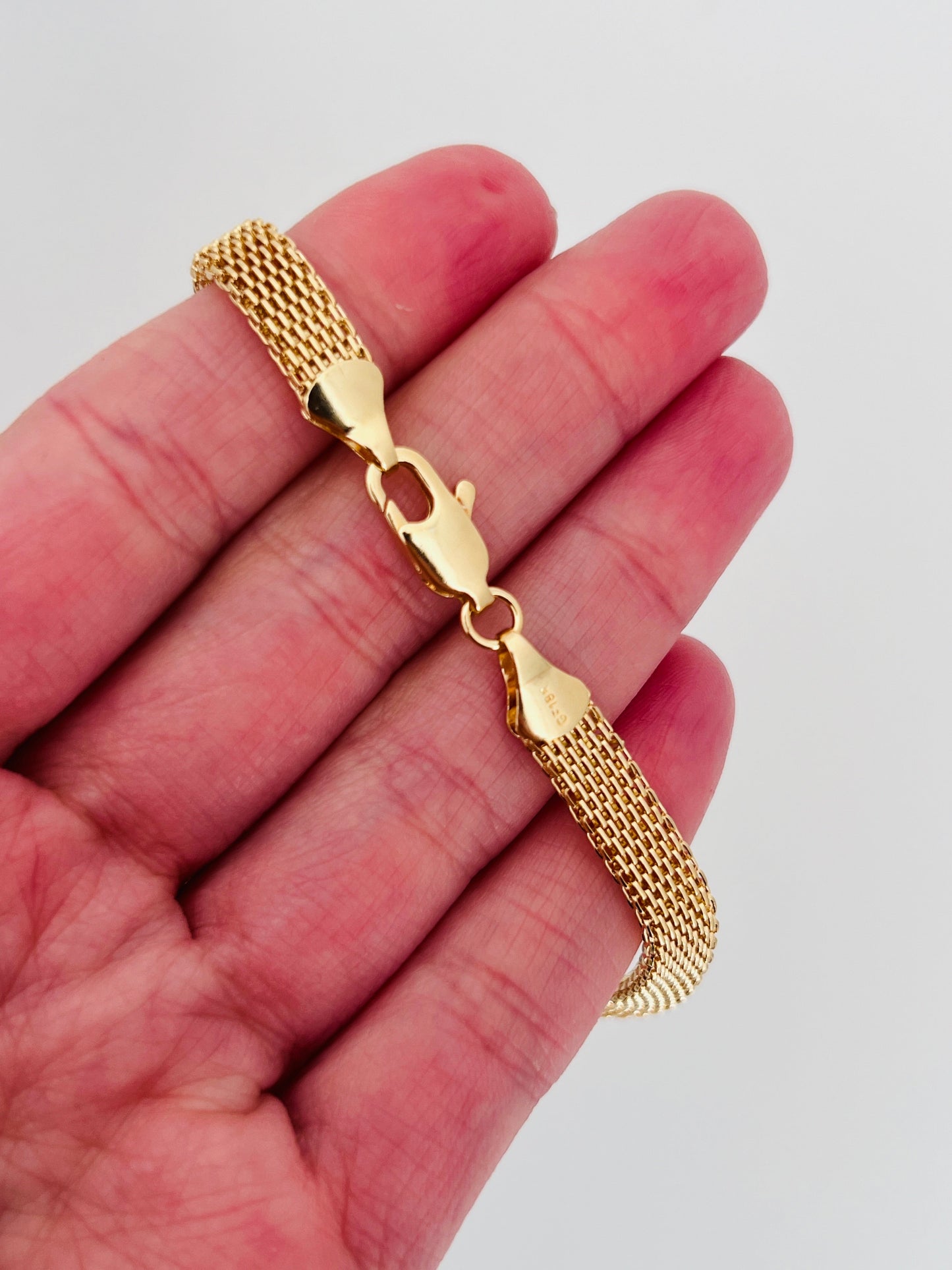 18KT Gold Filled Bracelets, Gold Filled 6mm Mesh Bracelet | Bold Woven Gold Chain Look by HAUS OF MONOGRAM