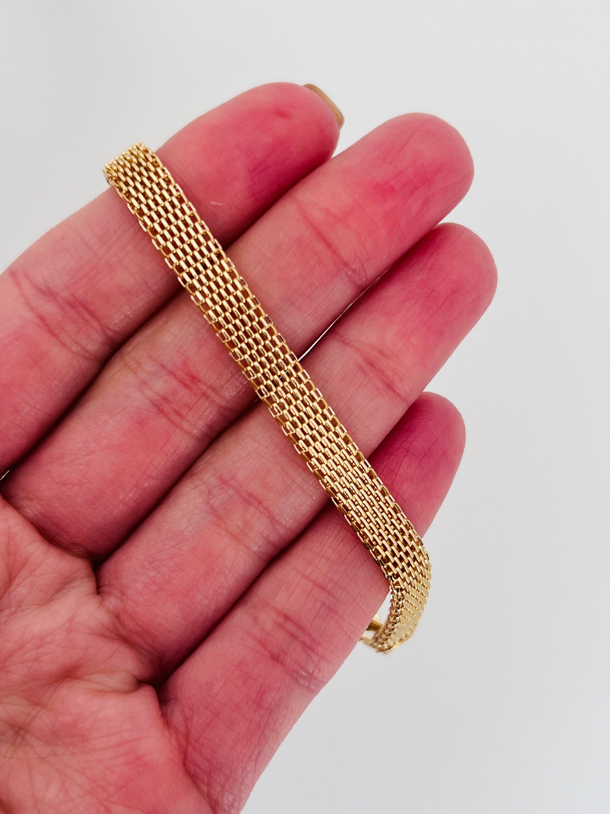 18KT Gold Filled Bracelets, Gold Filled 6mm Mesh Bracelet | Bold Woven Gold Chain Look by HAUS OF MONOGRAM