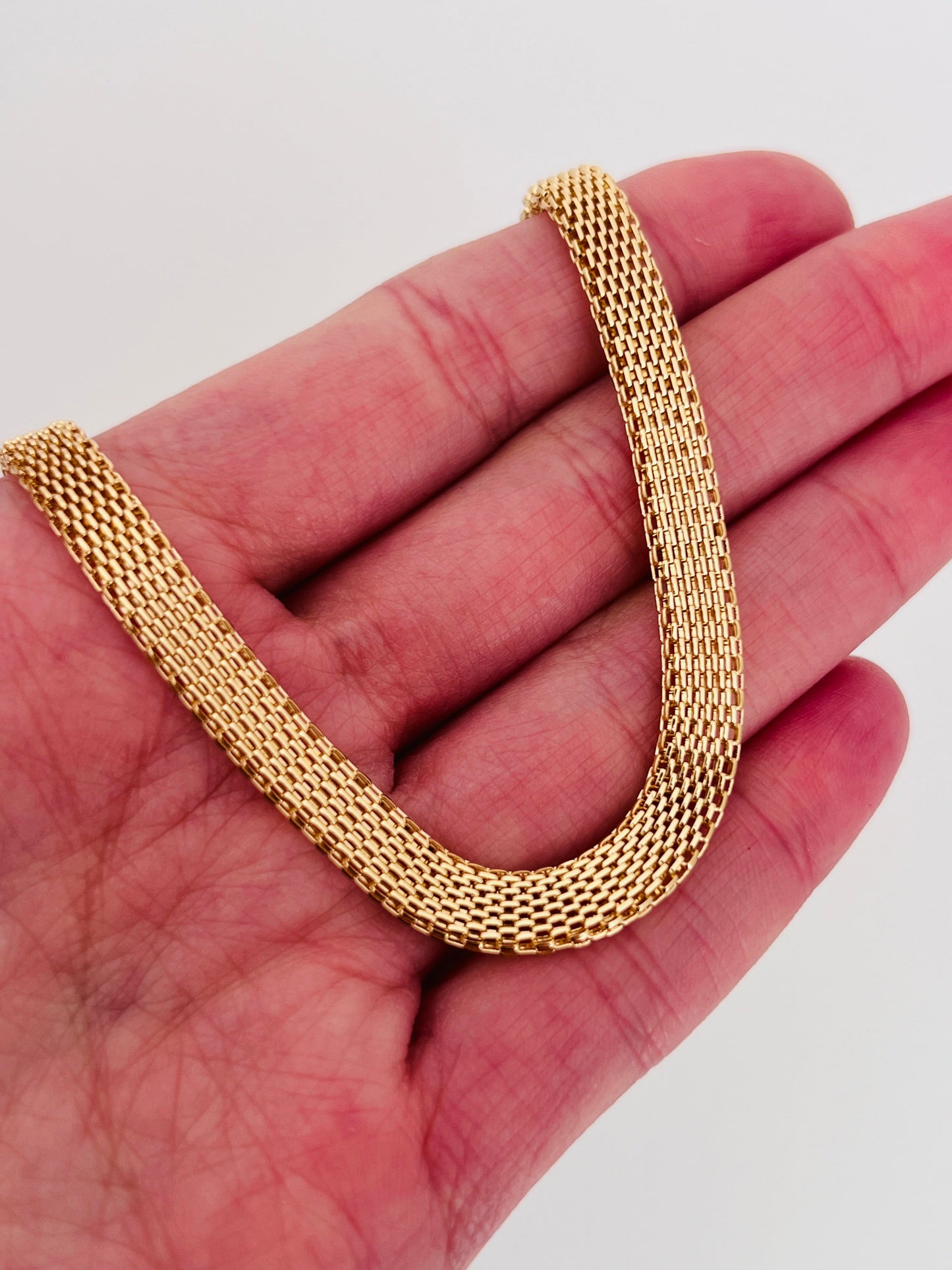 18KT Gold Filled Bracelets, Gold Filled 6mm Mesh Bracelet | Bold Woven Gold Chain Look by HAUS OF MONOGRAM