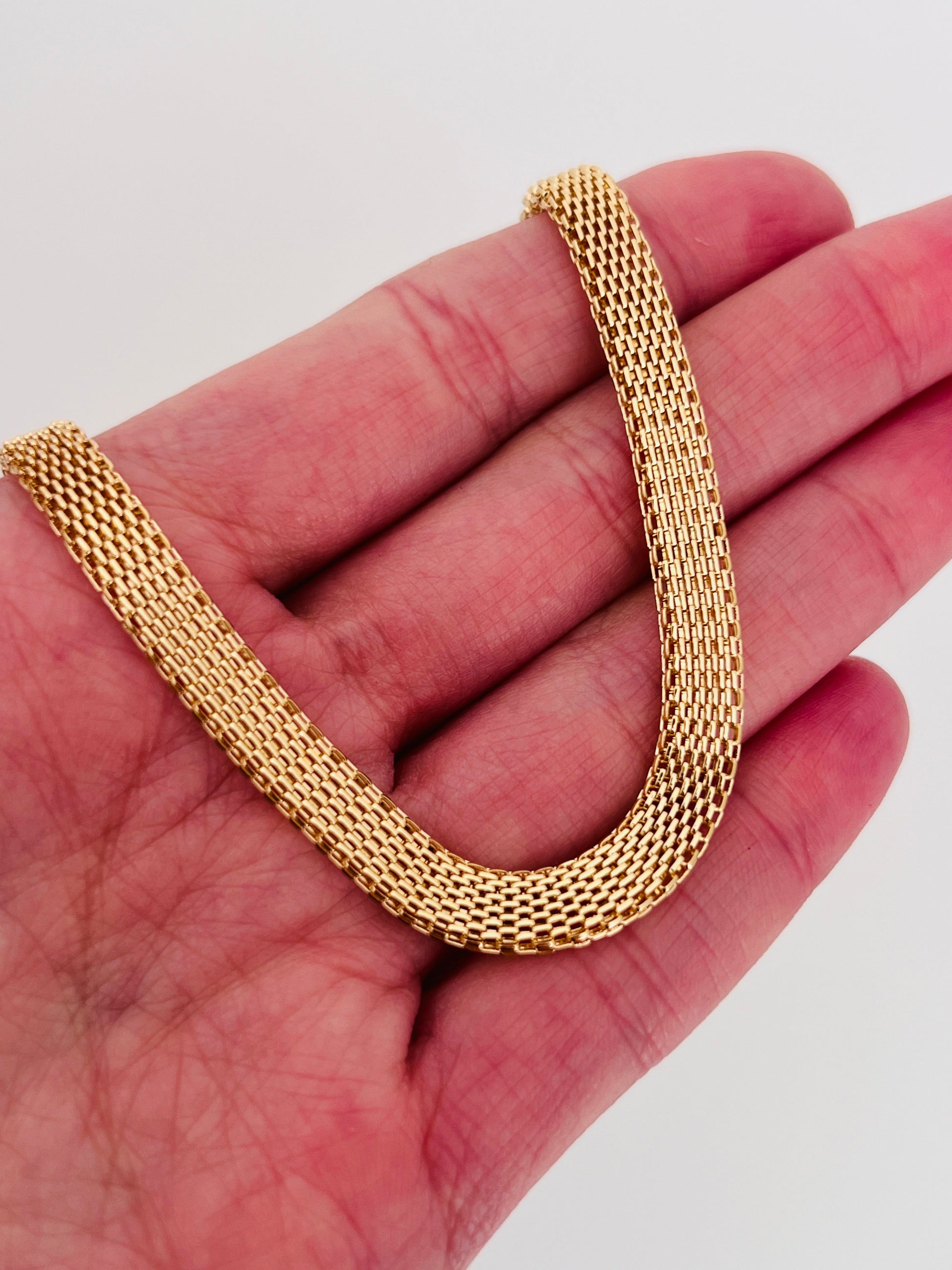 18KT Gold Filled Bracelets, Gold Filled 6mm Mesh Bracelet | Bold Woven Gold Chain Look by HAUS OF MONOGRAM