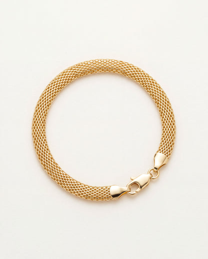 18KT Gold Filled Bracelets, Gold Filled 6mm Mesh Bracelet | Bold Woven Gold Chain Look by HAUS OF MONOGRAM