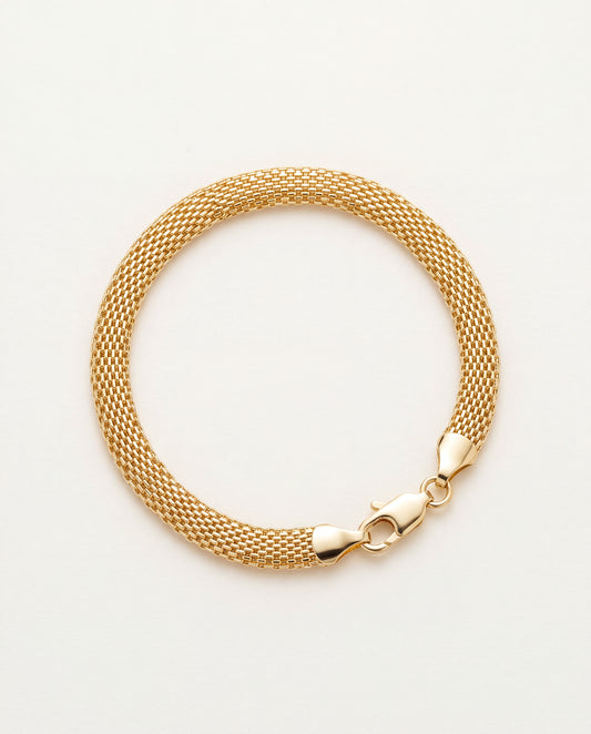 18KT Gold Filled Bracelets, Gold Filled 6mm Mesh Bracelet | Bold Woven Gold Chain Look by HAUS OF MONOGRAM