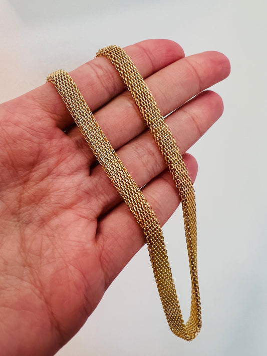 18KT Gold Filled Necklaces, Gold Filled 6mm Mesh Necklace | Bold Woven Chain by HAUS OF MONOGRAM