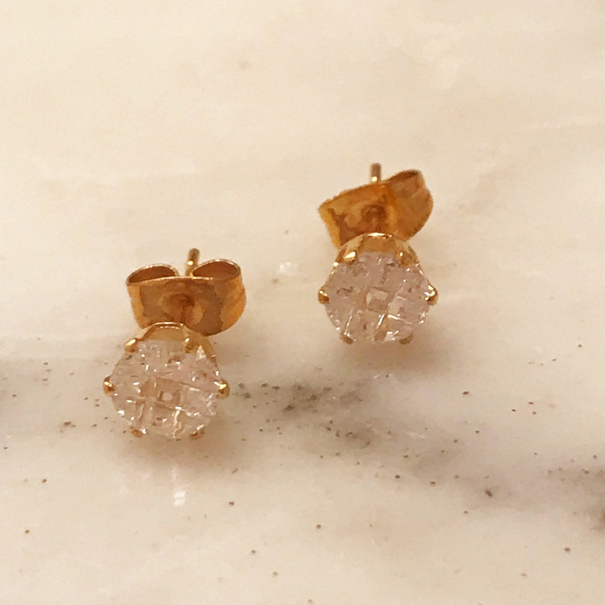 18KT Gold Filled Earrings, Gold Filled 7mm CZ Stud Earrings | Timeless Sparkle by HAUS OF MONOGRAM