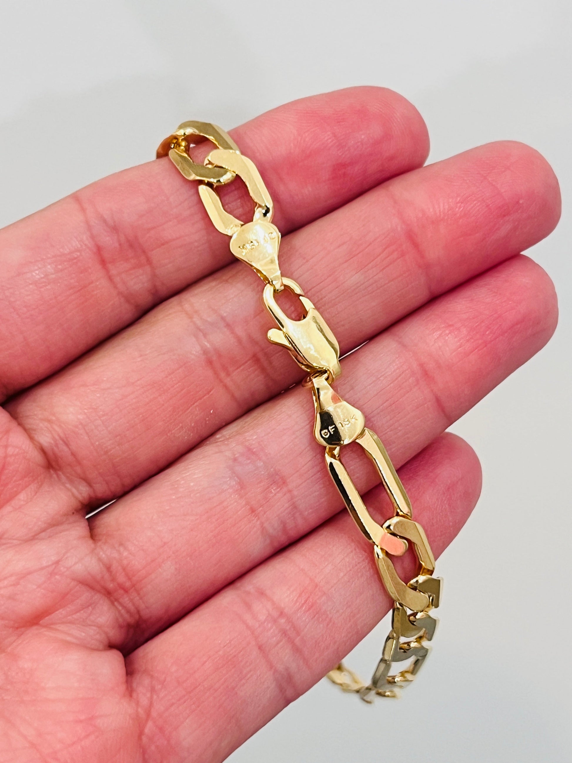 18KT Gold Filled Bracelets, Gold Filled 7mm Figaro Bracelet | Bold Everyday Statement Piece by HAUS OF MONOGRAM