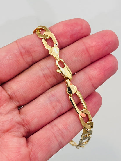 18KT Gold Filled Bracelets, Gold Filled 7mm Figaro Bracelet | Bold Everyday Statement Piece by HAUS OF MONOGRAM