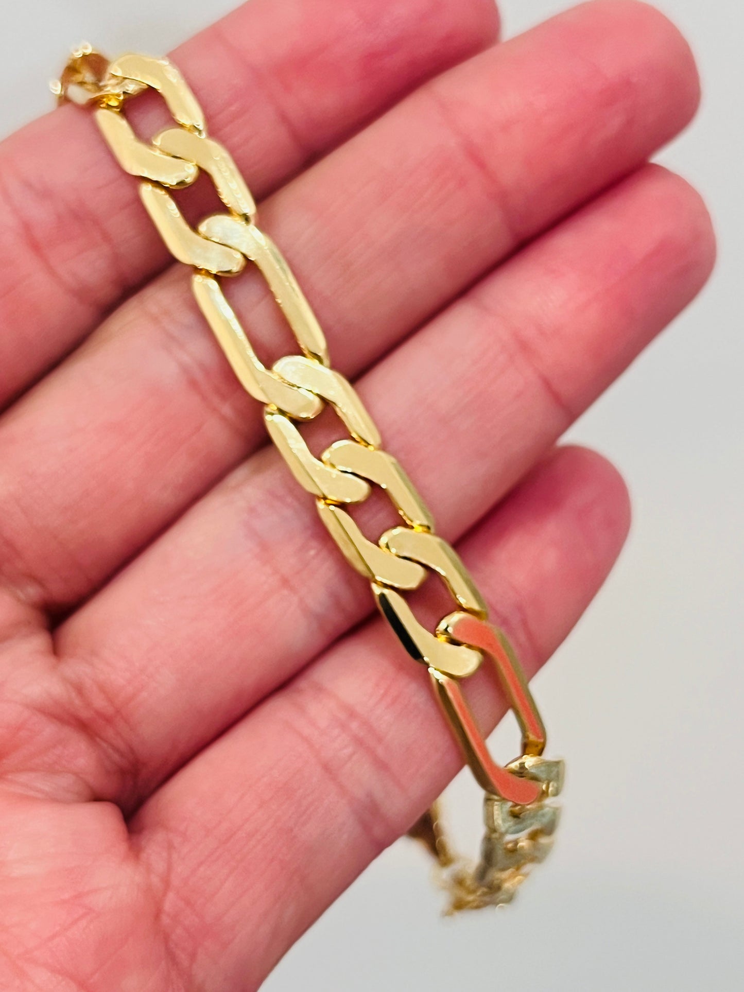 18KT Gold Filled Bracelets, Gold Filled 7mm Figaro Bracelet | Bold Everyday Statement Piece by HAUS OF MONOGRAM