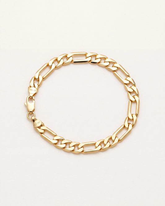18KT Gold Filled Bracelets, Gold Filled 7mm Figaro Bracelet | Bold Everyday Statement Piece by HAUS OF MONOGRAM