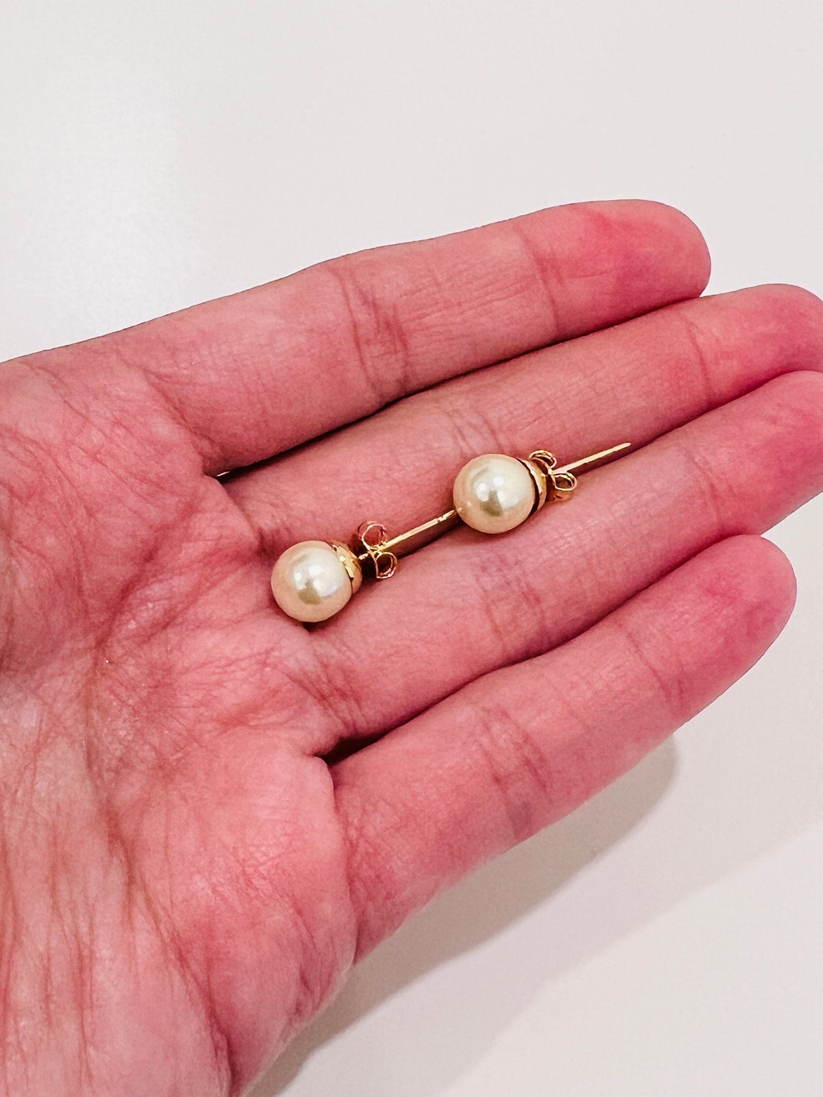 18KT Gold Filled Earrings, Gold Filled 7mm Pearl Stud Earrings | Timeless Elegance with a Lustrous Touch by HAUS OF MONOGRAM