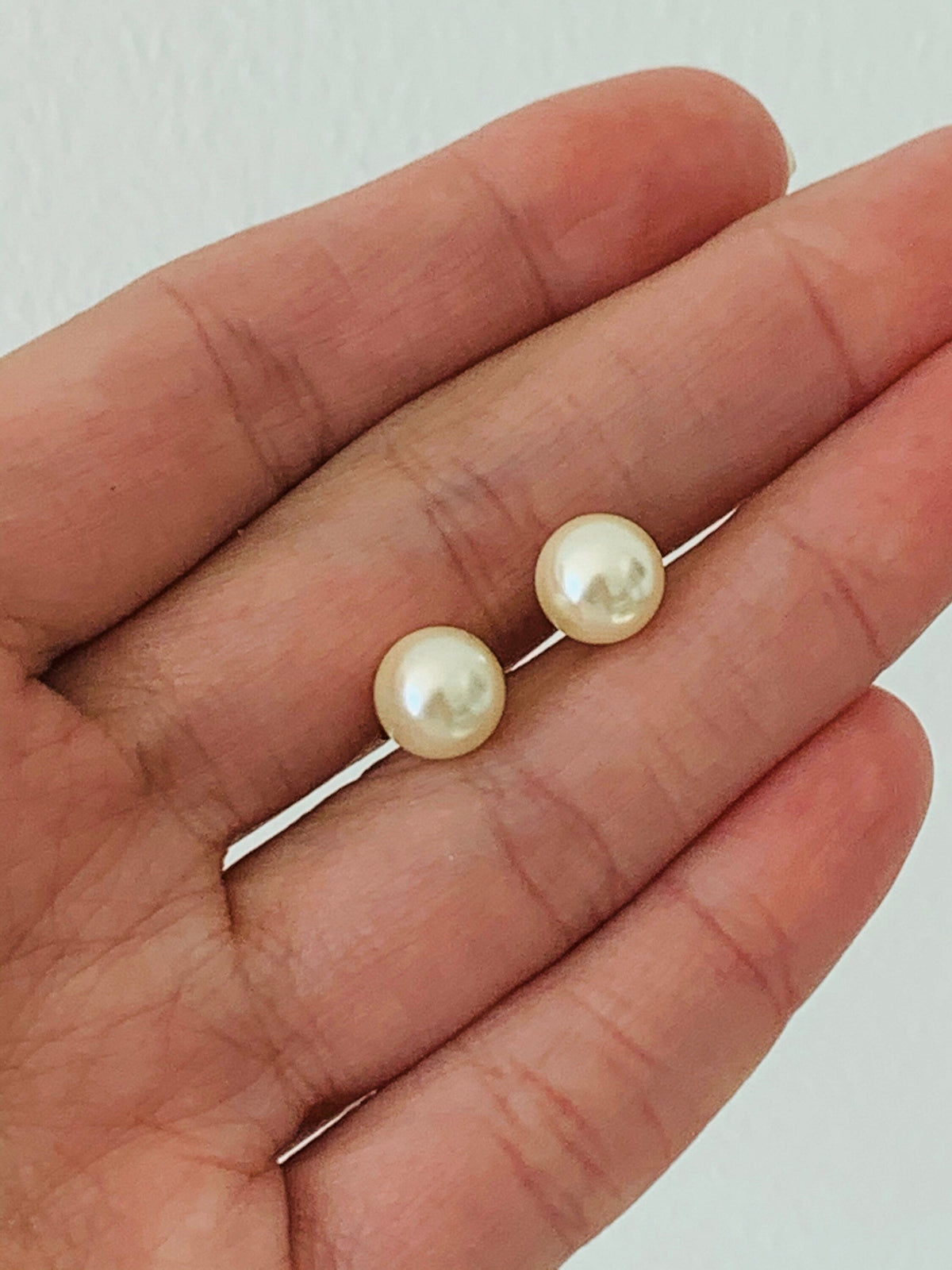 18KT Gold Filled Earrings, Gold Filled 7mm Pearl Stud Earrings | Timeless Elegance with a Lustrous Touch by HAUS OF MONOGRAM