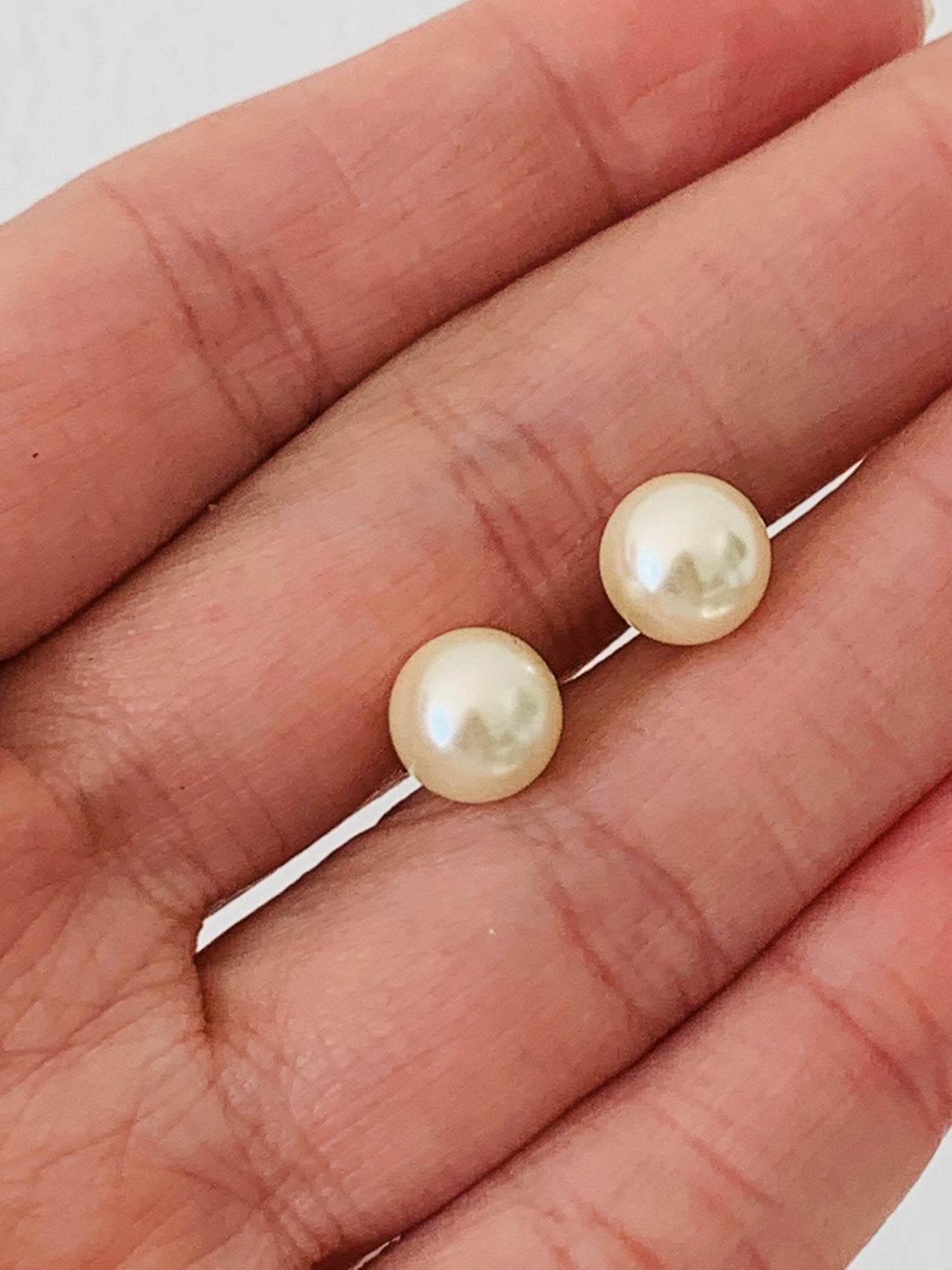 18KT Gold Filled Earrings, Gold Filled 7mm Pearl Stud Earrings | Timeless Elegance with a Lustrous Touch by HAUS OF MONOGRAM