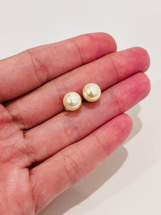 18KT Gold Filled Earrings, Gold Filled 7mm Pearl Stud Earrings | Timeless Elegance with a Lustrous Touch by HAUS OF MONOGRAM