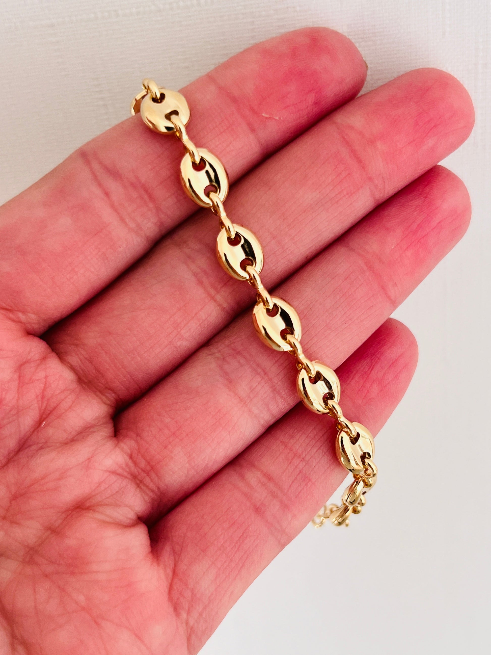 18KT Gold Filled Bracelets, Gold Filled 7mm Puff Bracelet | Chunky Gold Statement Bracelet by HAUS OF MONOGRAM