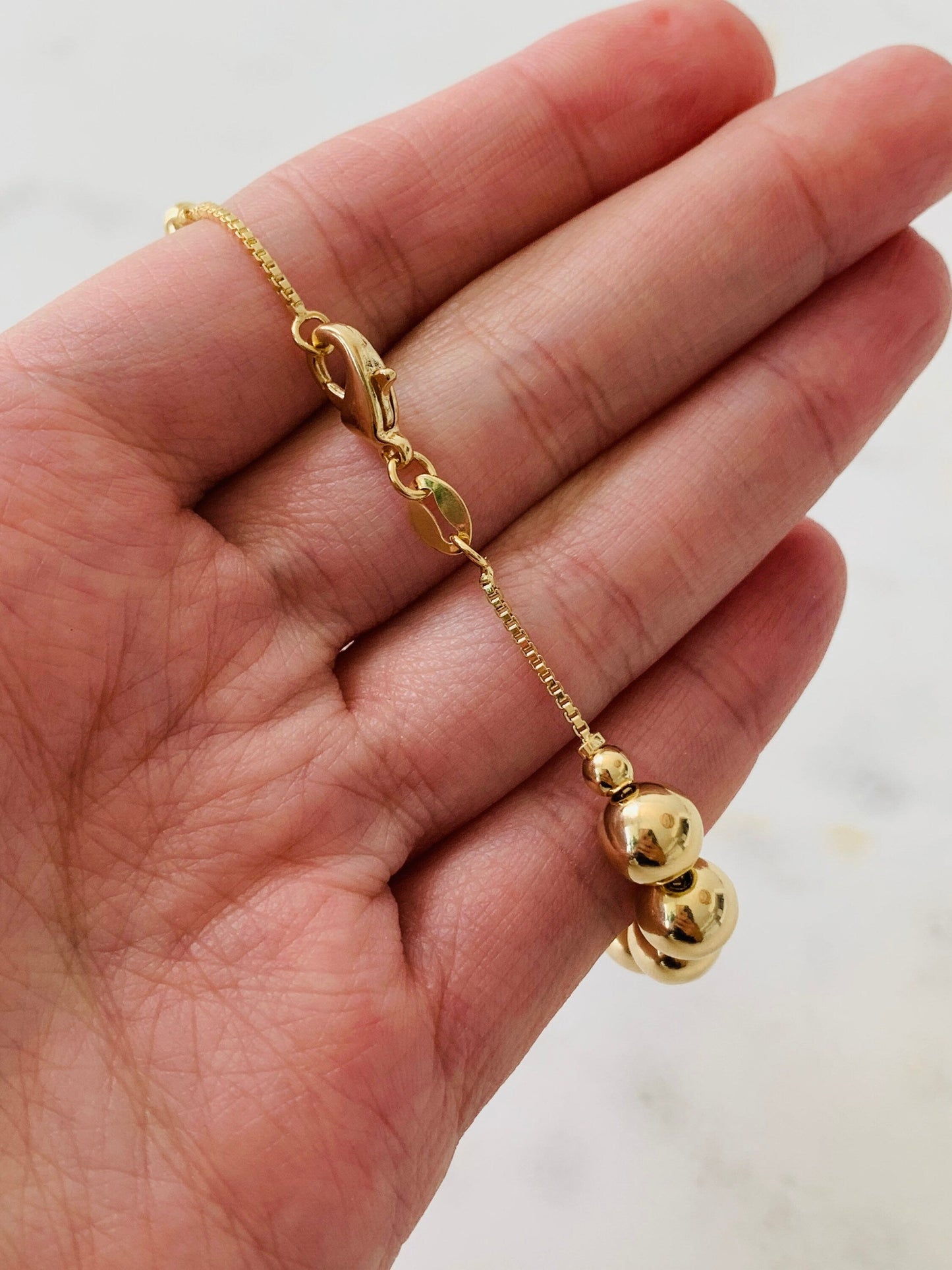 18KT Gold Filled Bracelets, Gold Filled 8mm Beaded Chain Bracelet | Bold Statement Bead Bracelet by HAUS OF MONOGRAM