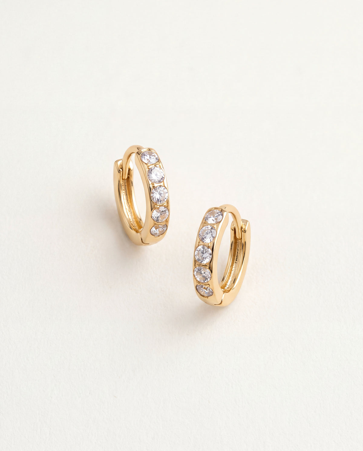 18KT Gold Filled Earrings, Gold Filled 8mm CZ Mini Hoops | Dainty Everyday Sparkle Earrings by HAUS OF MONOGRAM