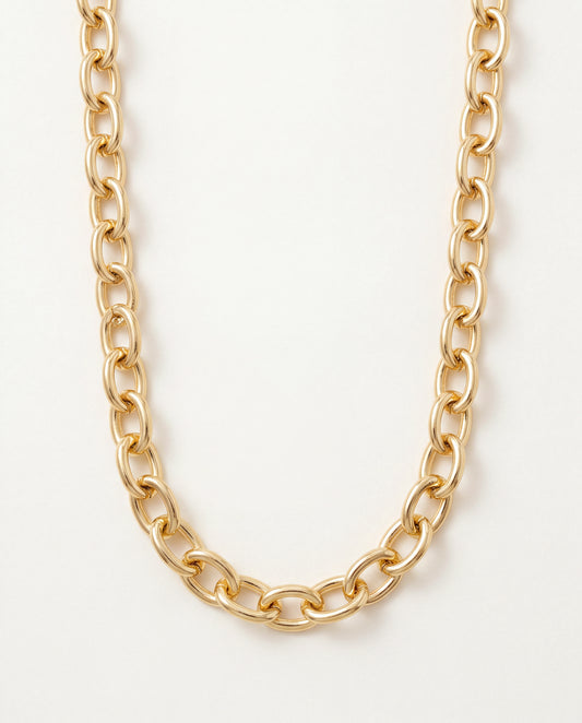 18KT Gold Filled Necklaces, Gold Filled 8mm Hollow Cable Necklace | Bold Statement Chain by HAUS OF MONOGRAM