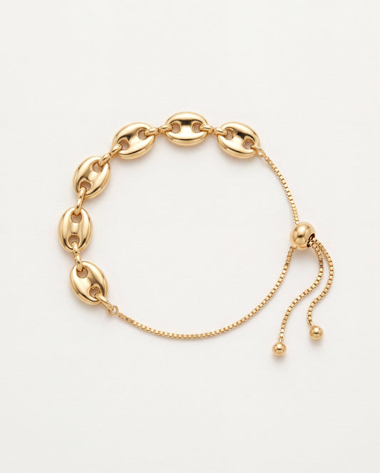 18KT Gold Filled Bracelets, Gold Filled 8mm Puff Adjustable Bracelet | Statement Gold Bracelet for Women by HAUS OF MONOGRAM