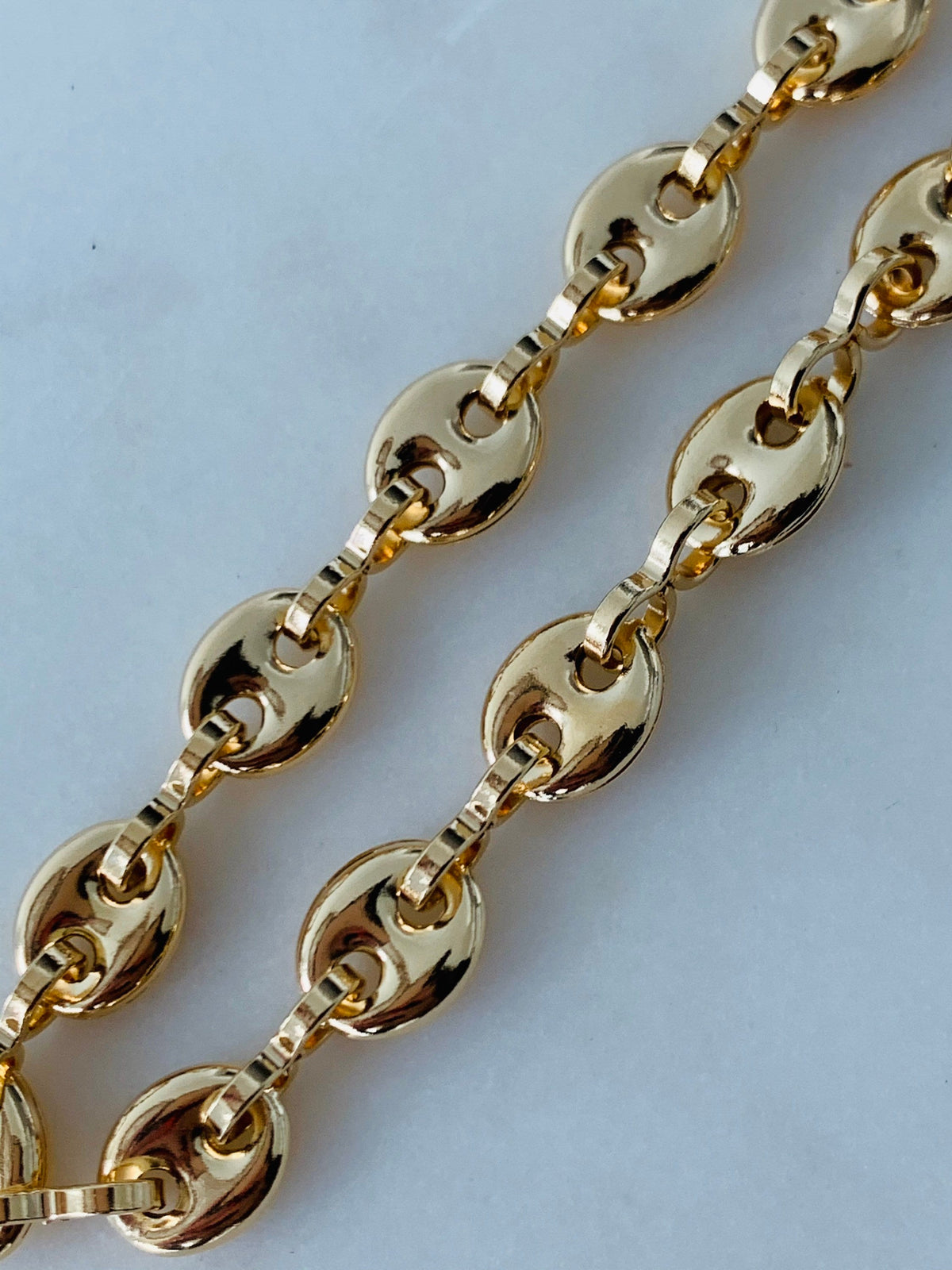 18KT Gold Filled Bracelets, Gold Filled 8mm Puff Bracelet | Chunky Bold | 9 Inch Fit by HAUS OF MONOGRAM